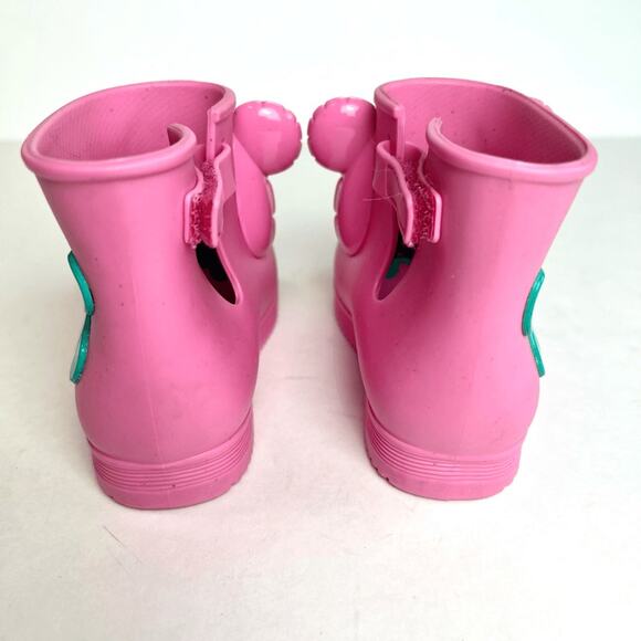 Mini Melissa + Jeremy Scott Pink Monkey Rainboots Water Resistant Boots Sz 6/7 - Picture 4 of 11